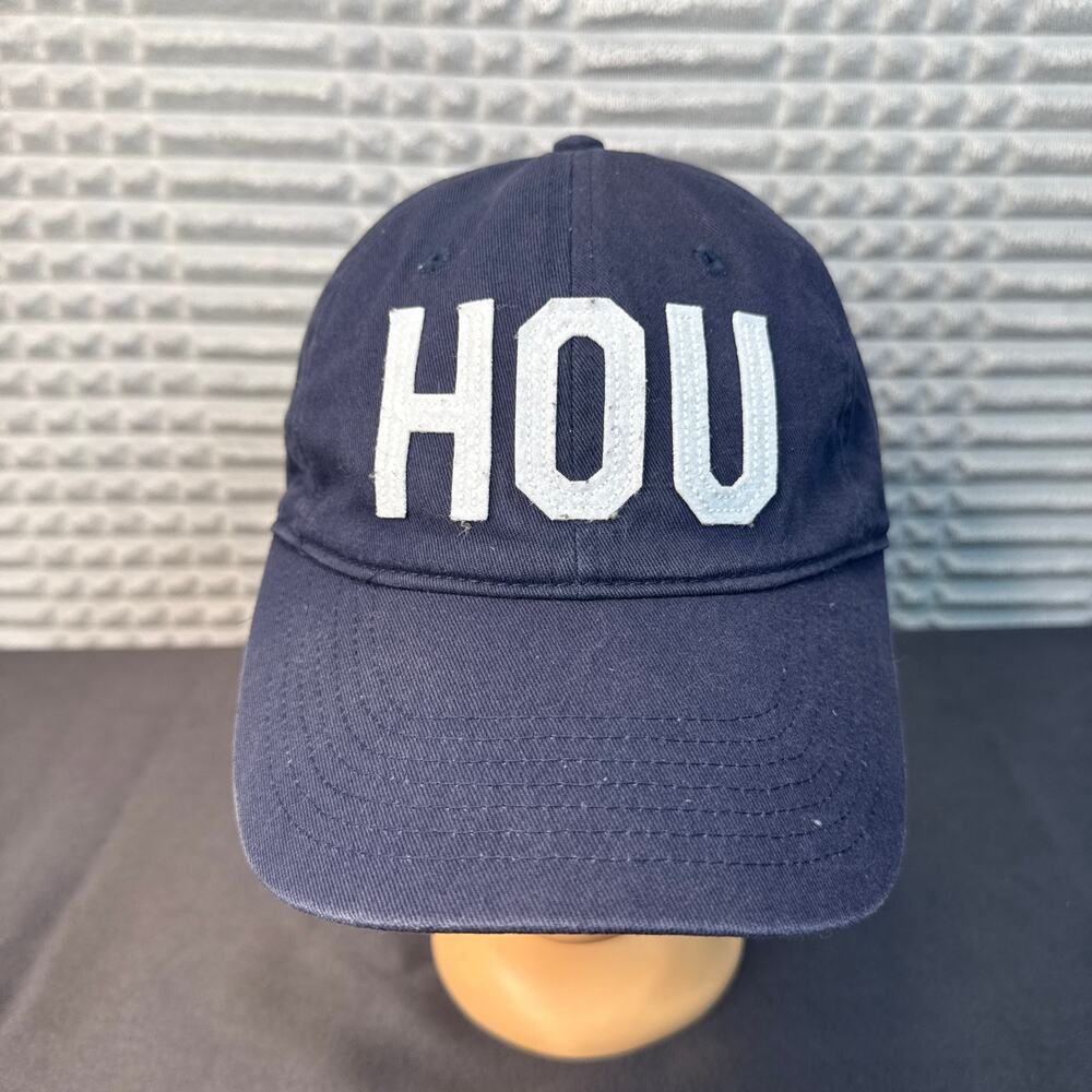 Aviate Houston HOU Airport Code Hat Navy Blue White Embroidered Snapback Cap